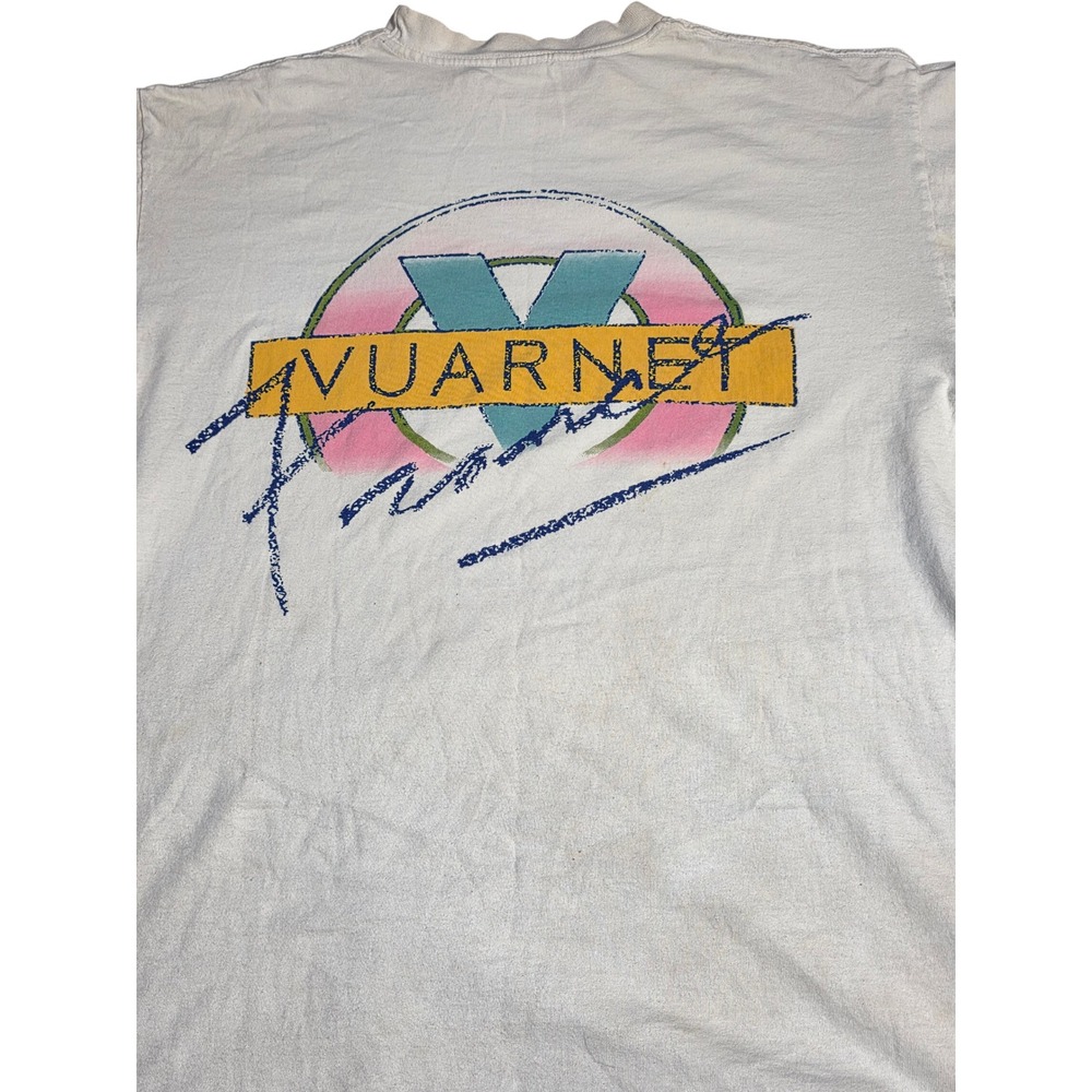 Vintage 90s Vuarnet France T Shirt Mens XL White Delta Single Stitch Graphic Tee - Picture 4 of 10